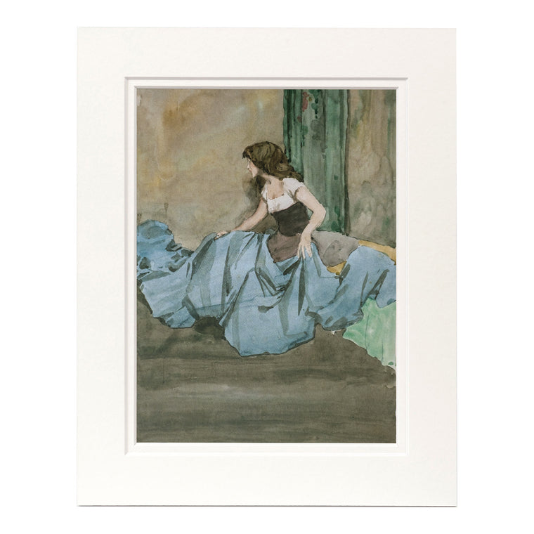 Print Mounted - Women with a Length of Blue Fabric