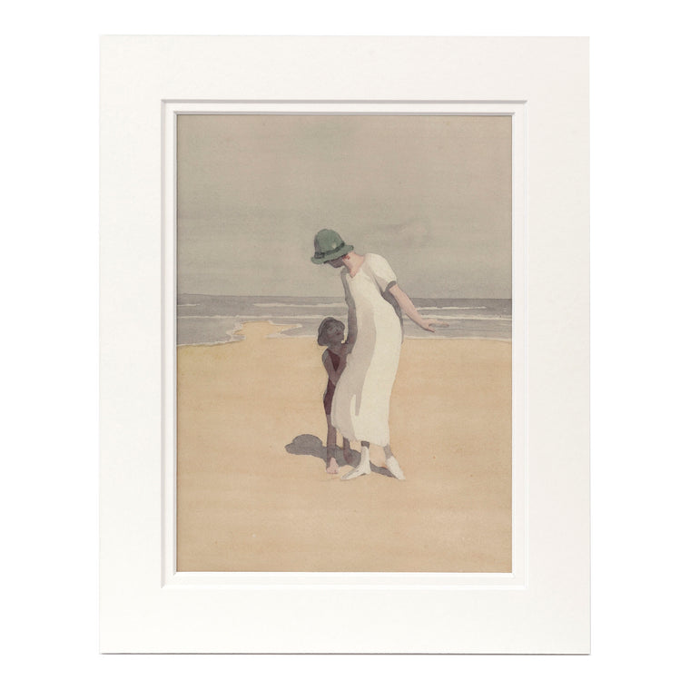 Print Mounted - Mother & Child on the Beach