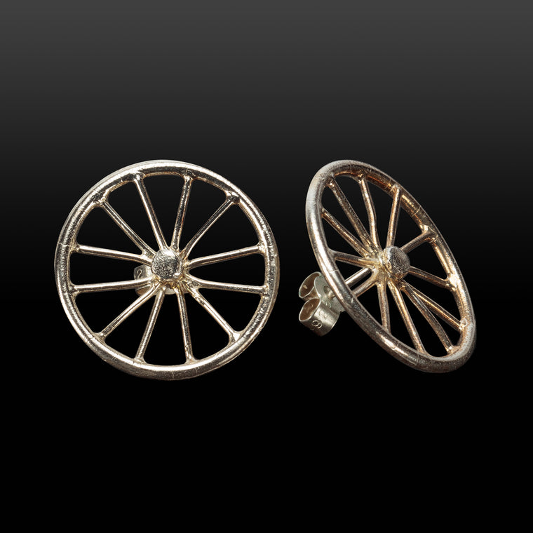 Silver Wheel Stud Earrings